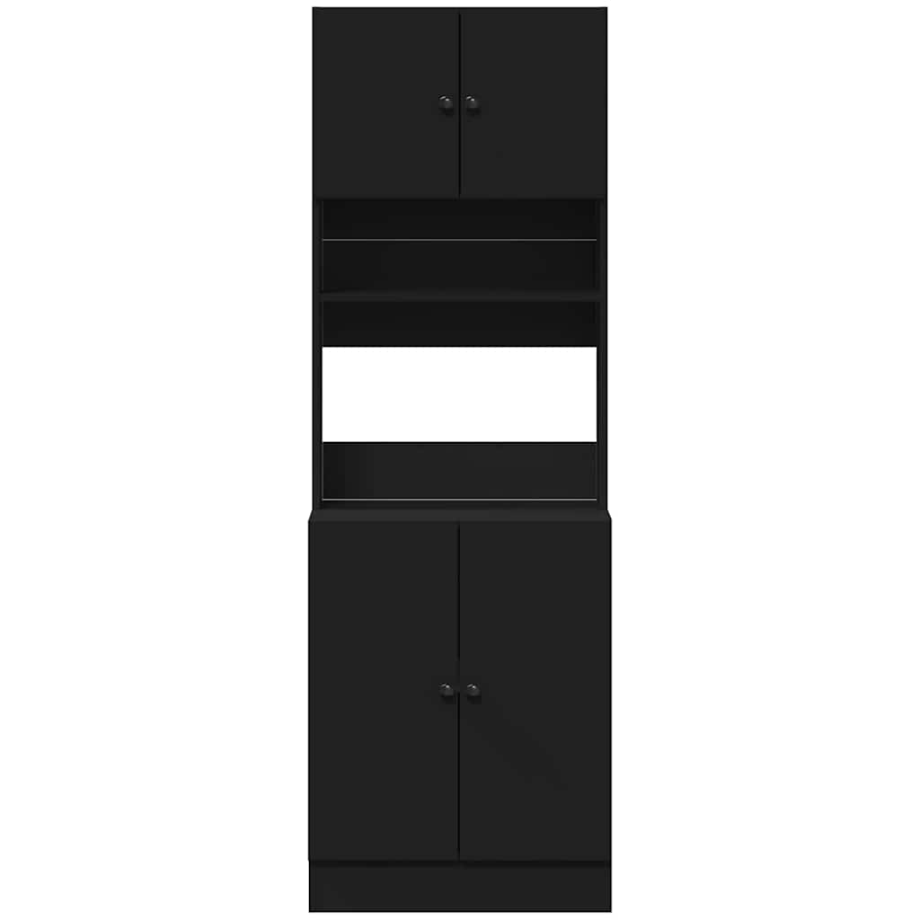 Mueble de cocina negro 60x50x180 cm madera de ingeniería