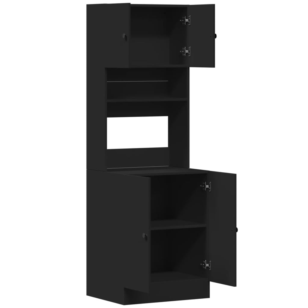 Mueble de cocina negro 60x50x180 cm madera de ingeniería
