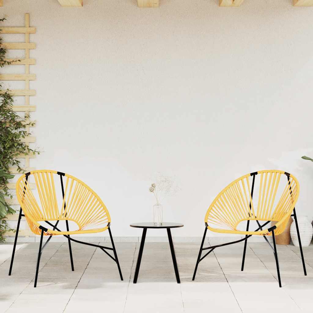 Chaise œuf de jardin noir et jaune résine tressée
