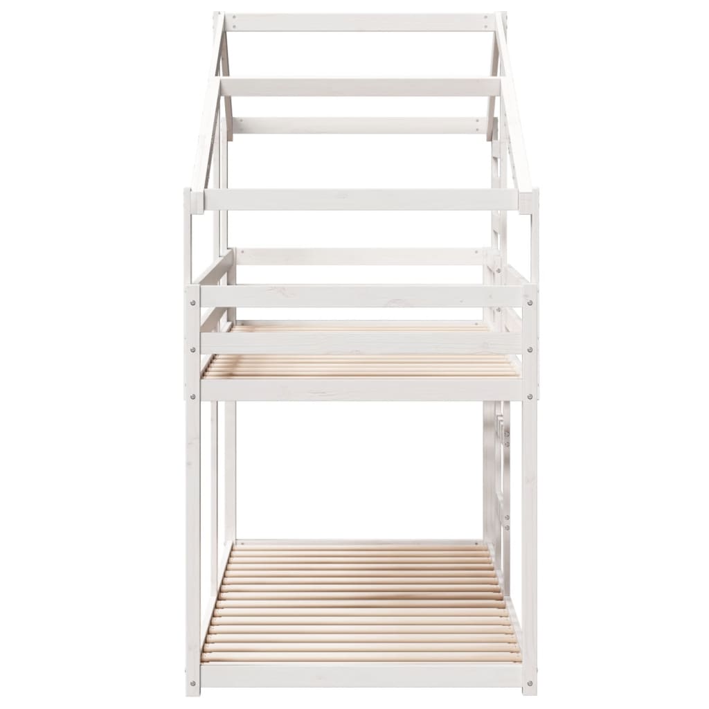 Lit superposé sans matelas blanc 90x190 cm bois de pin massif