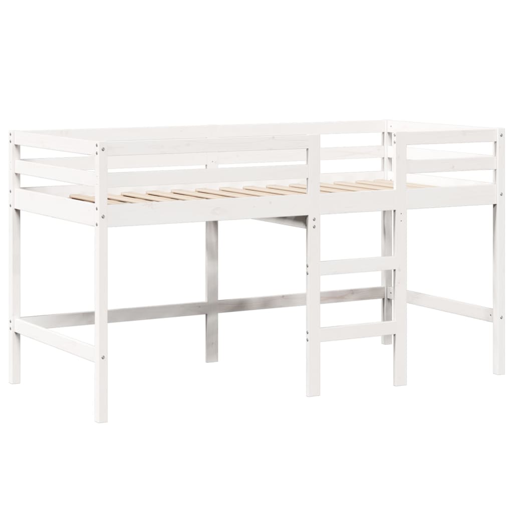 Lit superposé avec échelle et toit sans matelas blanc 80x200 cm