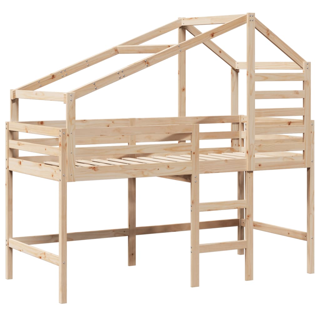Lit superposé avec échelle et toit sans matelas 90x190 cm