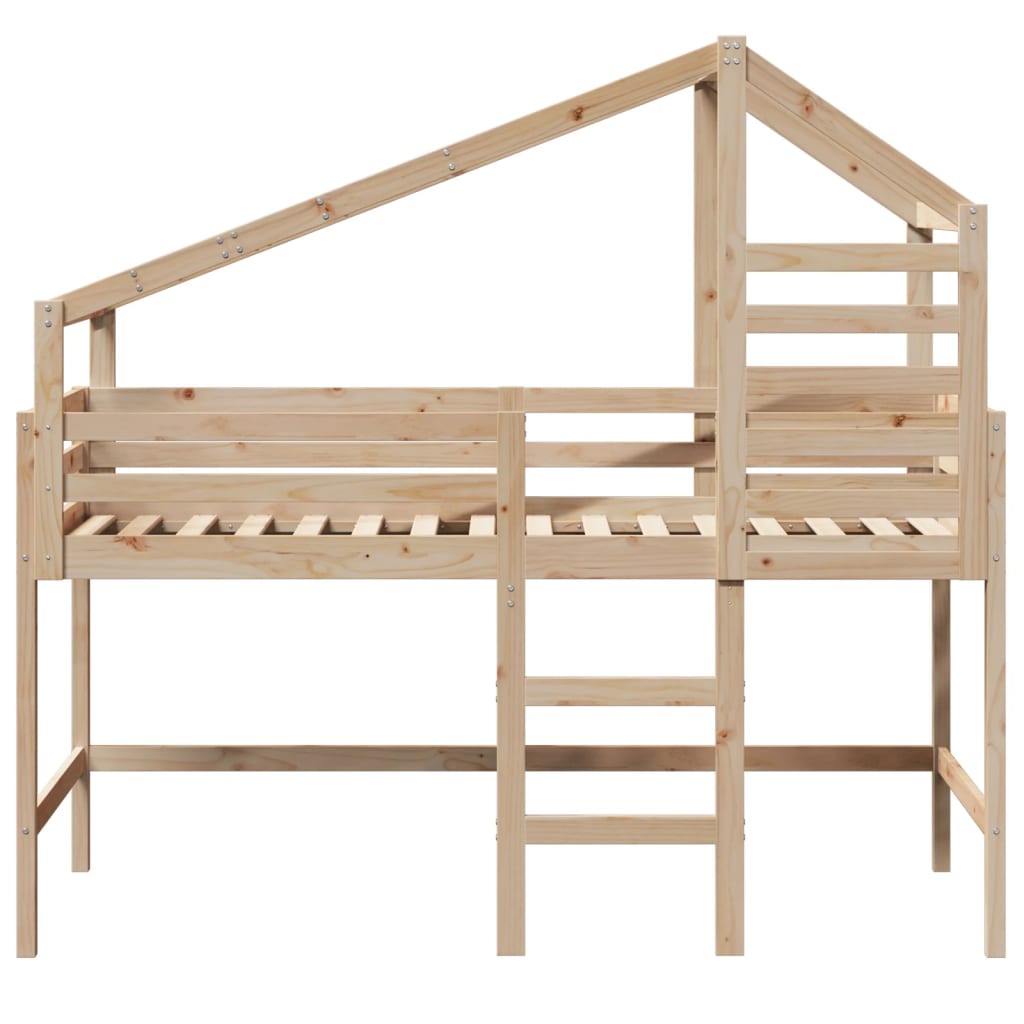 Lit superposé avec échelle et toit sans matelas 90x190 cm