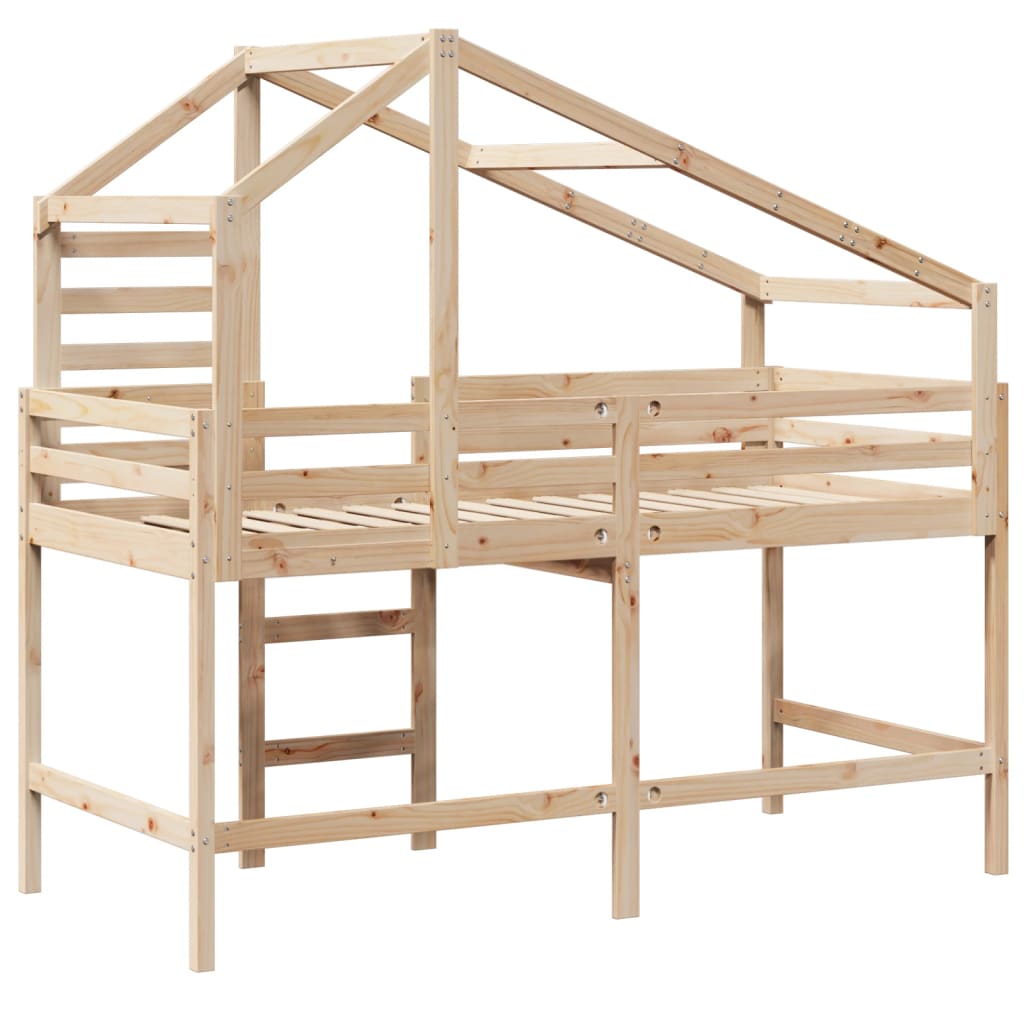 Lit superposé avec échelle et toit sans matelas 90x190 cm