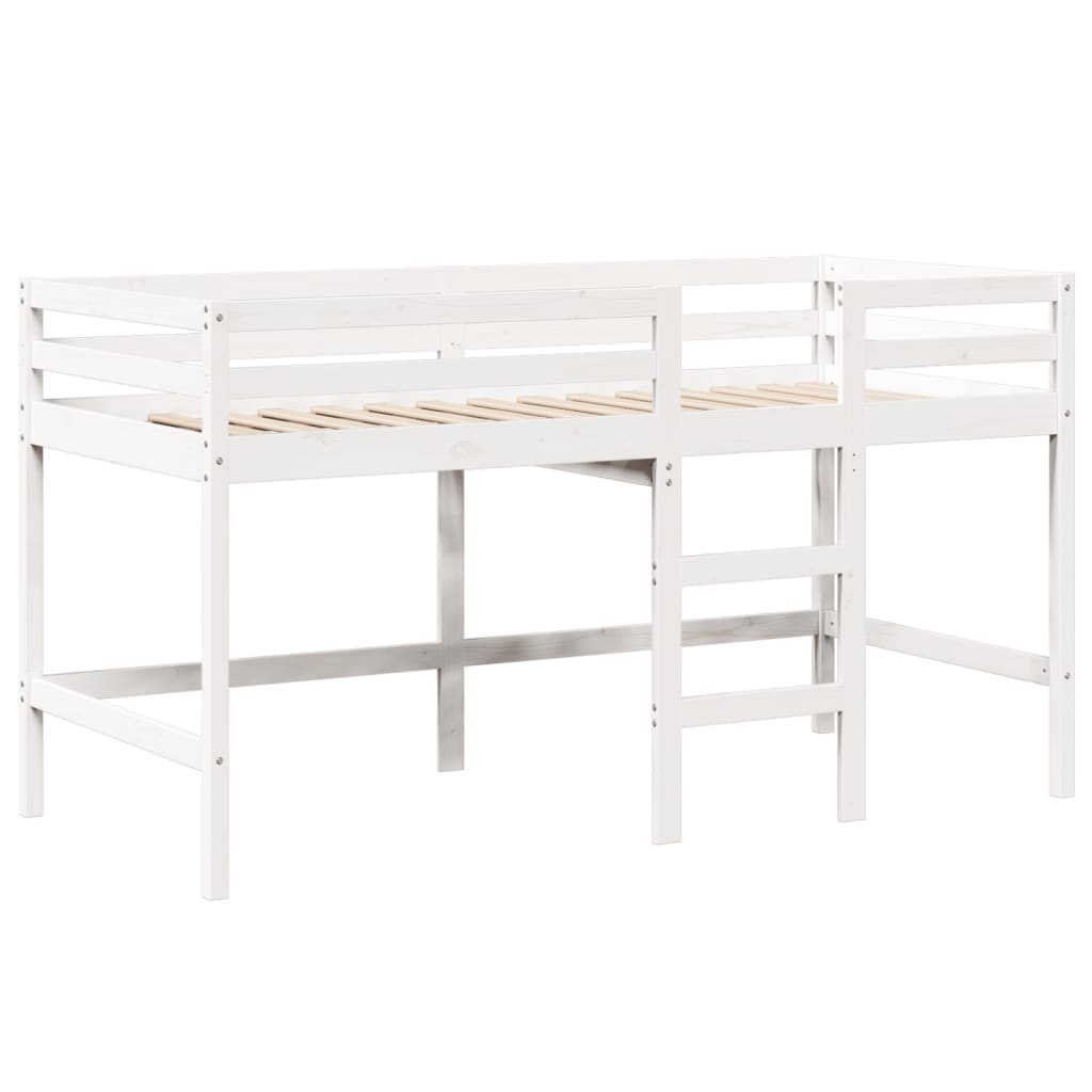 Lit superposé avec échelle et toit sans matelas blanc 90x190 cm