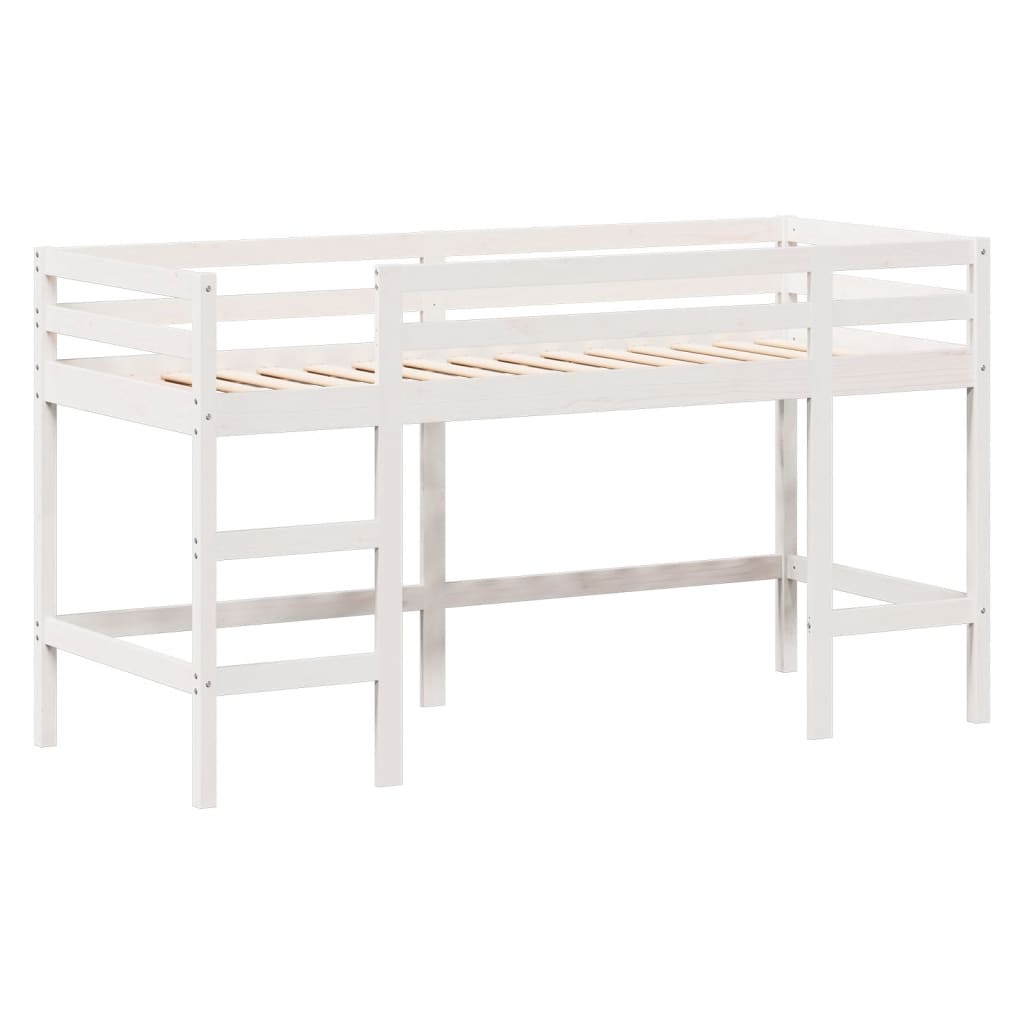 Lit superposé avec échelle et toit sans matelas blanc 90x190 cm