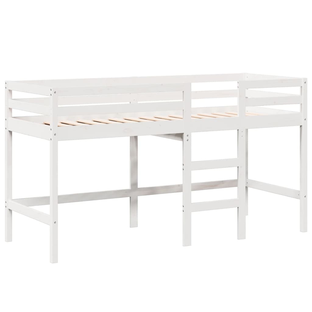 Lit superposé avec échelle et toit sans matelas blanc 90x200 cm