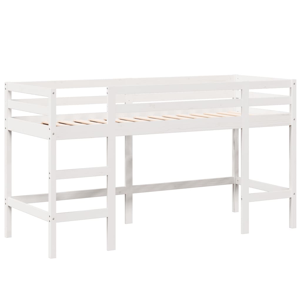 Lit superposé avec échelle et toit sans matelas blanc 80x200 cm