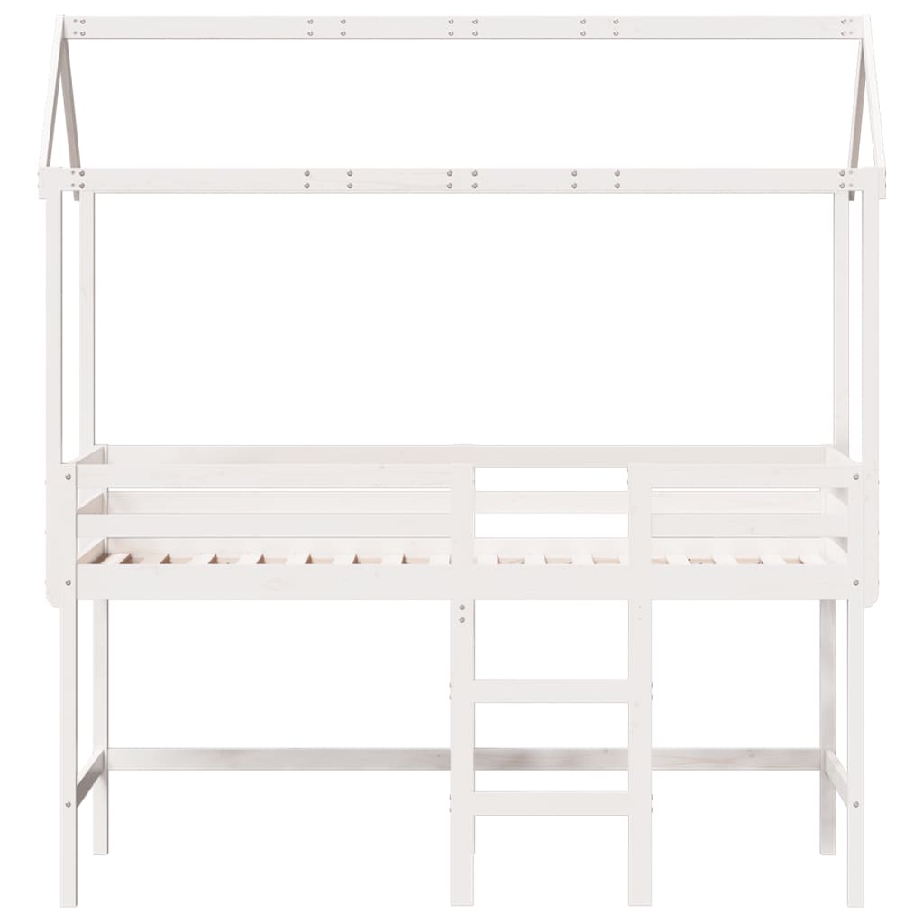 Lit superposé avec échelle et toit sans matelas blanc 80x200 cm