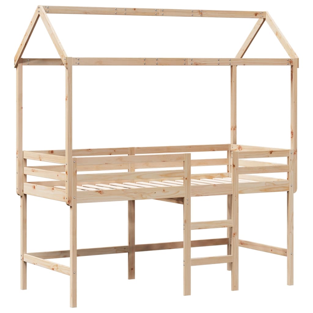 Lit superposé avec échelle et toit sans matelas 90x190 cm