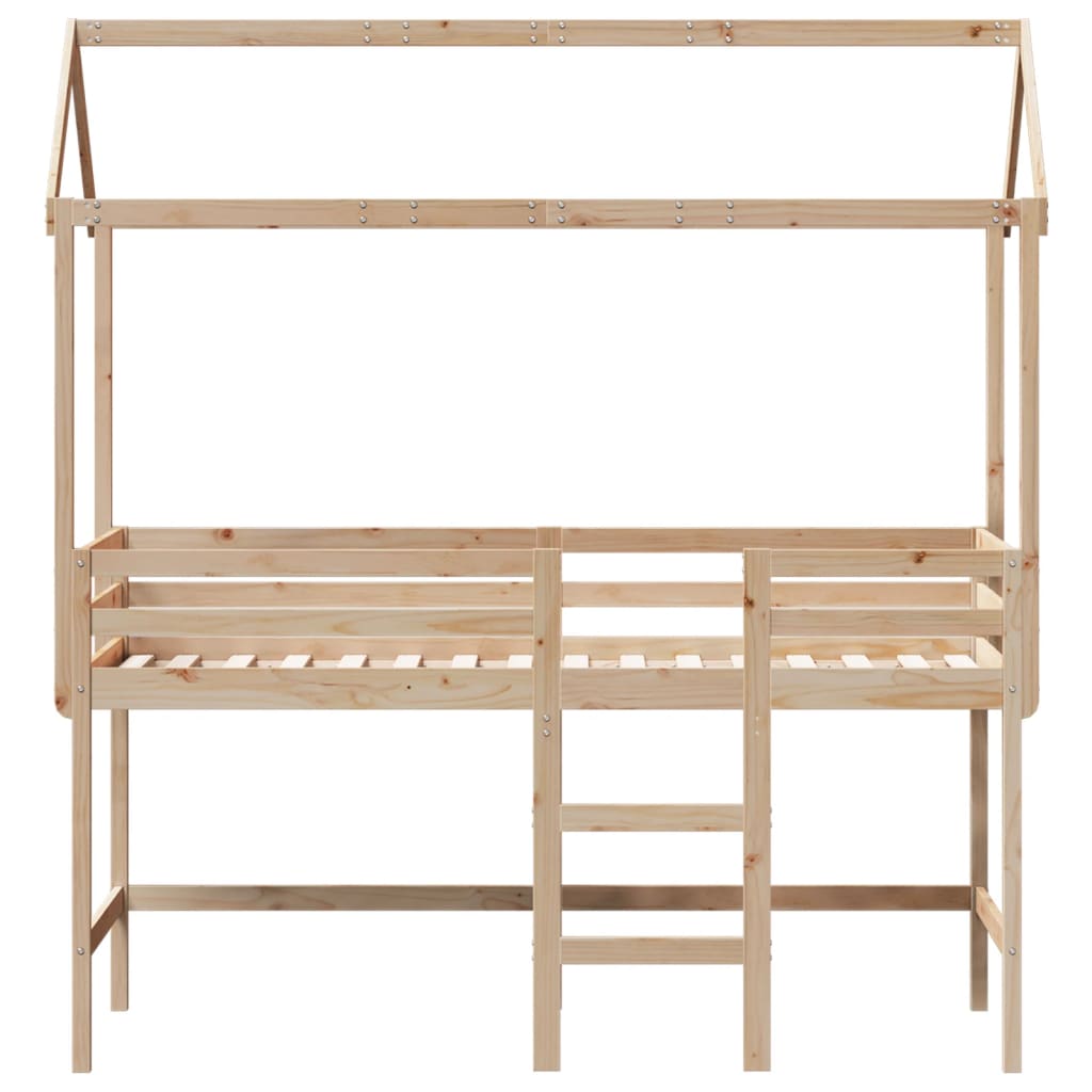Lit superposé avec échelle et toit sans matelas 90x190 cm