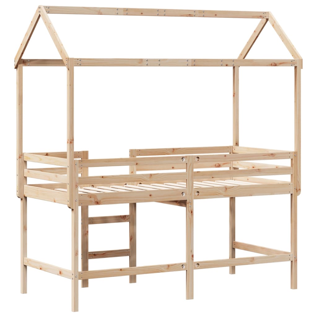 Lit superposé avec échelle et toit sans matelas 90x190 cm
