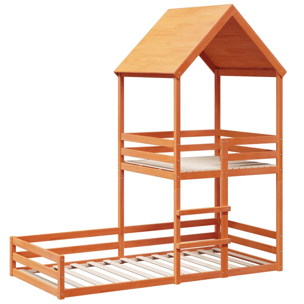 Lit superposé sans matelas cire marron 90x190 cm pin massif