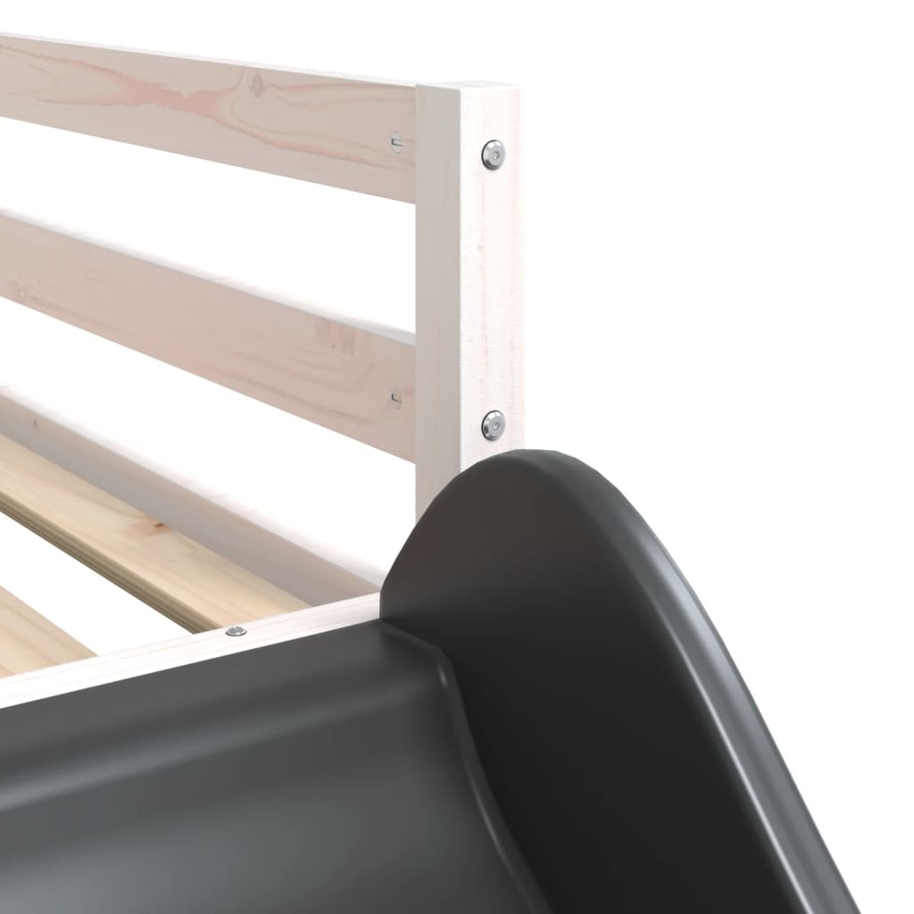 Lit superposé sans matelas avec toboggan et rideaux 90x200 cm