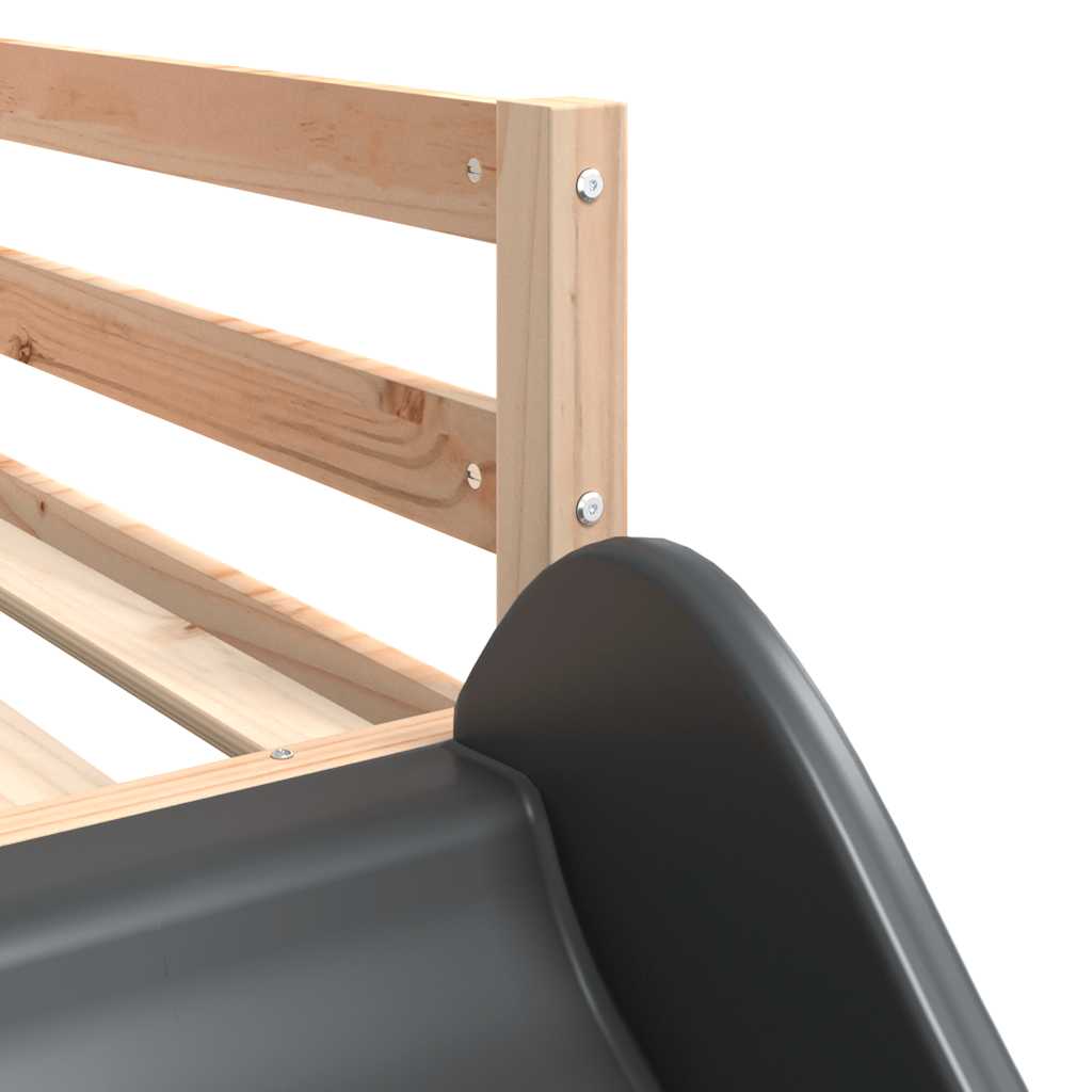 Lit superposé sans matelas avec toboggan et rideaux 80x200 cm