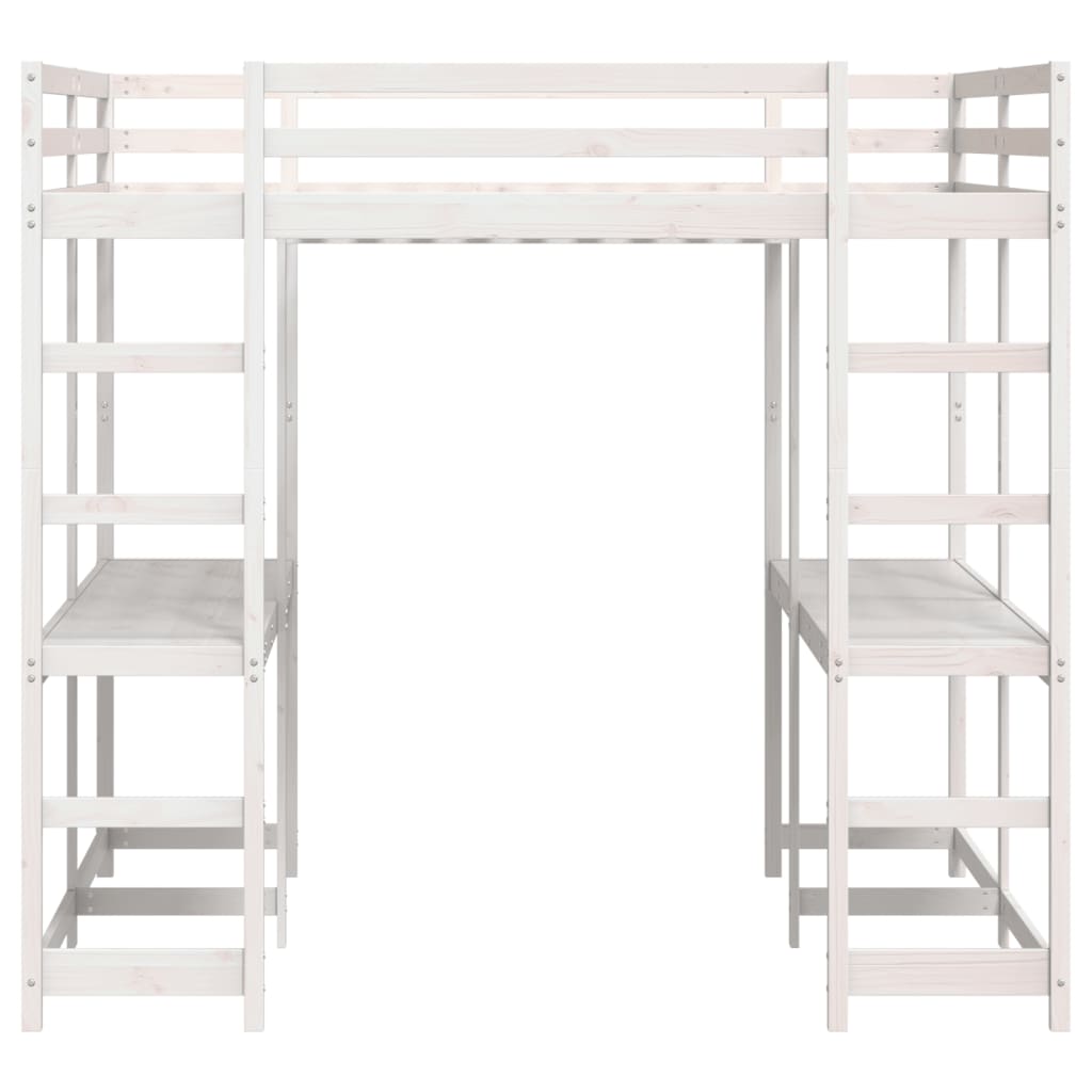 Lit superposé et bureau et échelle 140x200cm bois de pin massif