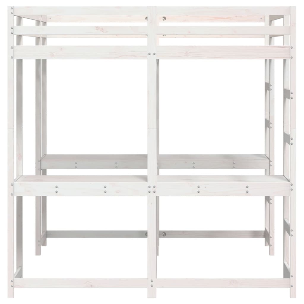 Lit superposé et bureau et échelle 140x200cm bois de pin massif