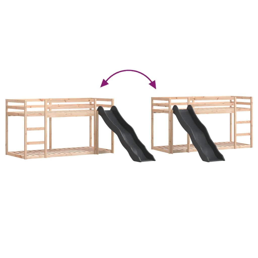 Lit superposé avec toboggan et échelle sans matelas 90x190 cm