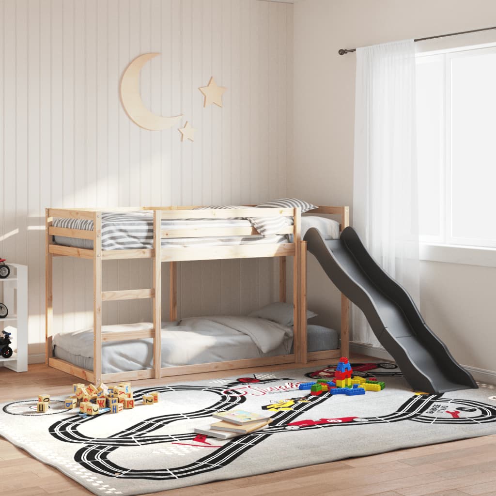 Lit superposé avec toboggan et échelle sans matelas 90x190 cm