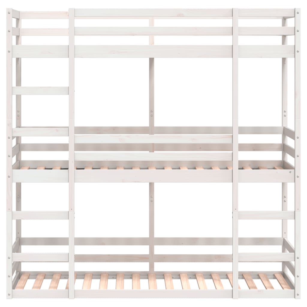 Lit superposé triple sans matelas 80x200 cm bois de pin massif