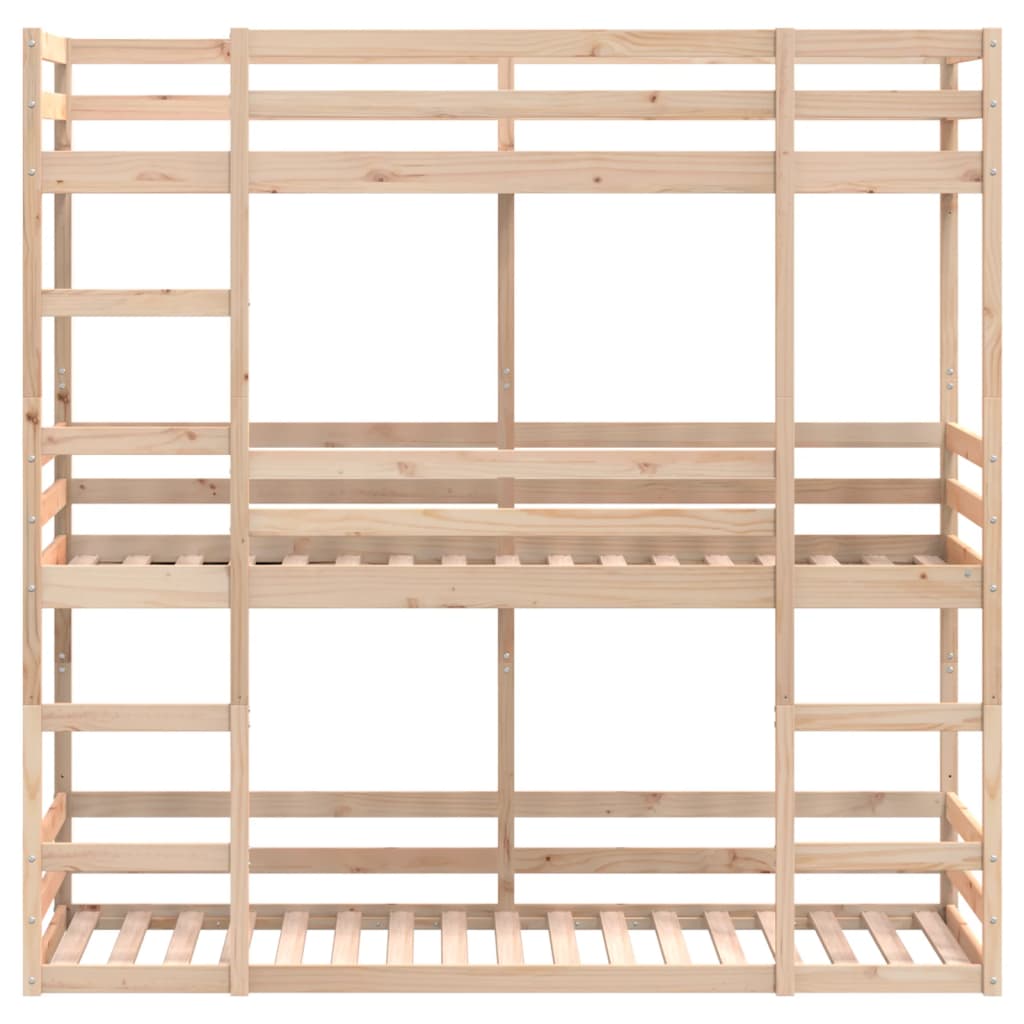 Lit superposé triple sans matelas 90x190 cm bois de pin massif