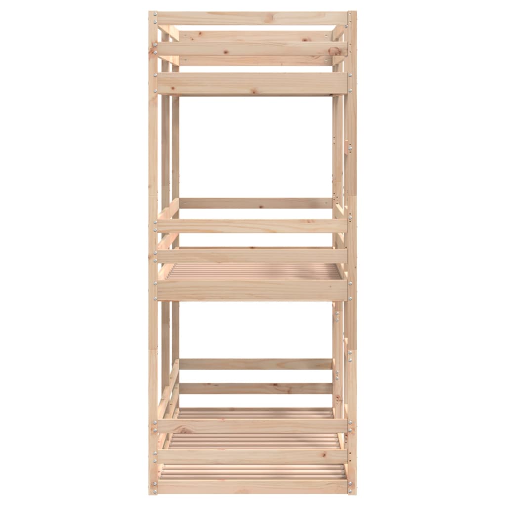 Lit superposé triple sans matelas 90x190 cm bois de pin massif