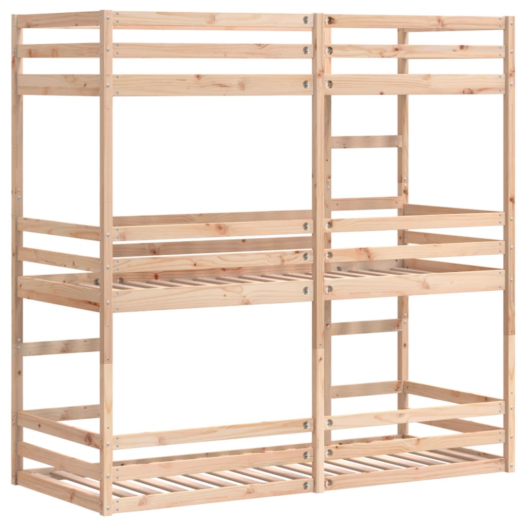 Lit superposé triple sans matelas 90x190 cm bois de pin massif