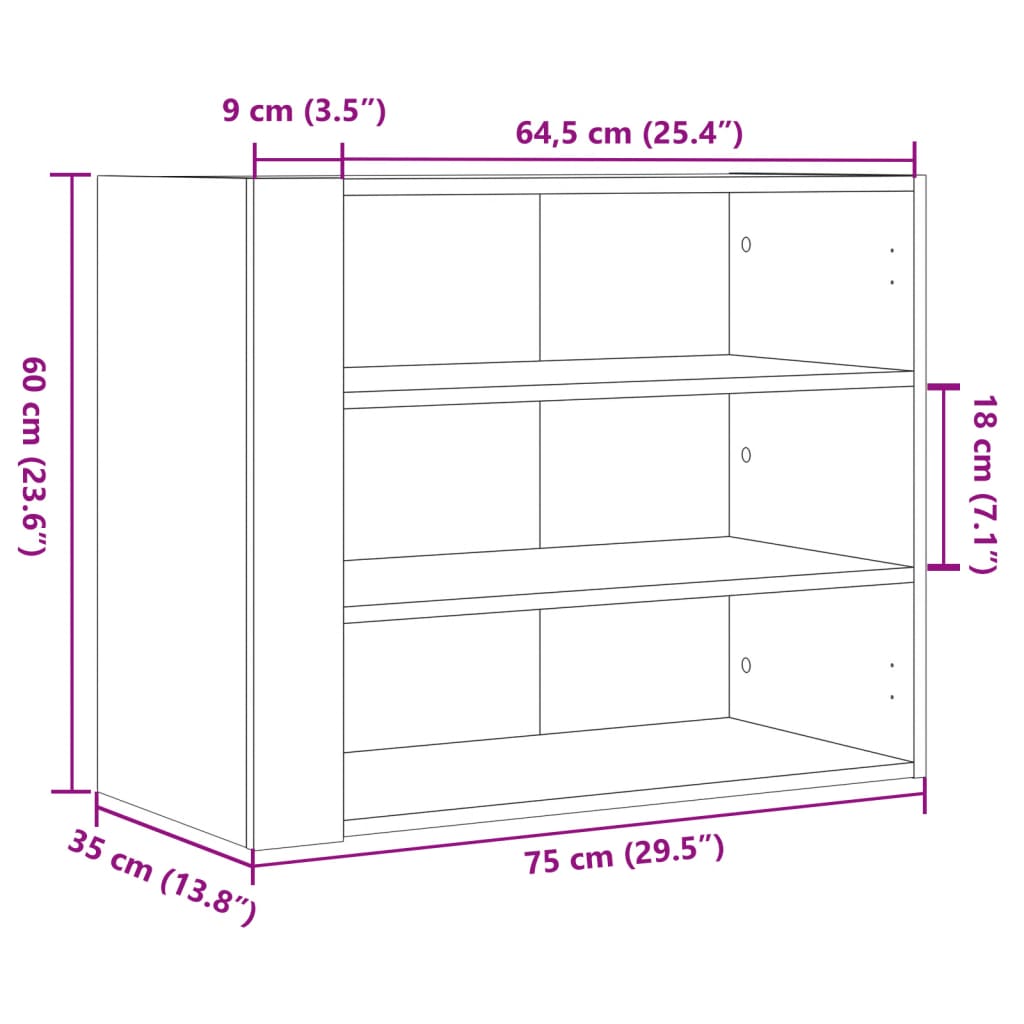 Armoire murale chêne sonoma 75x35x60 cm bois d'ingénierie