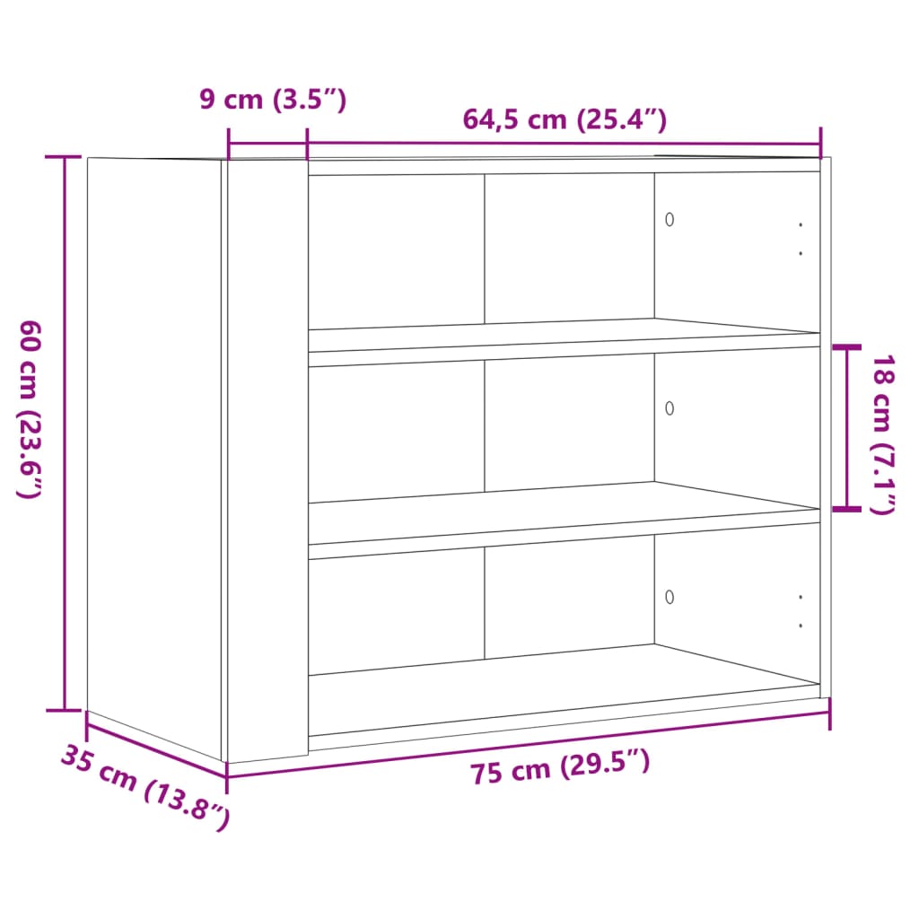 Armoire murale sonoma gris 75x35x60 cm bois d'ingénierie