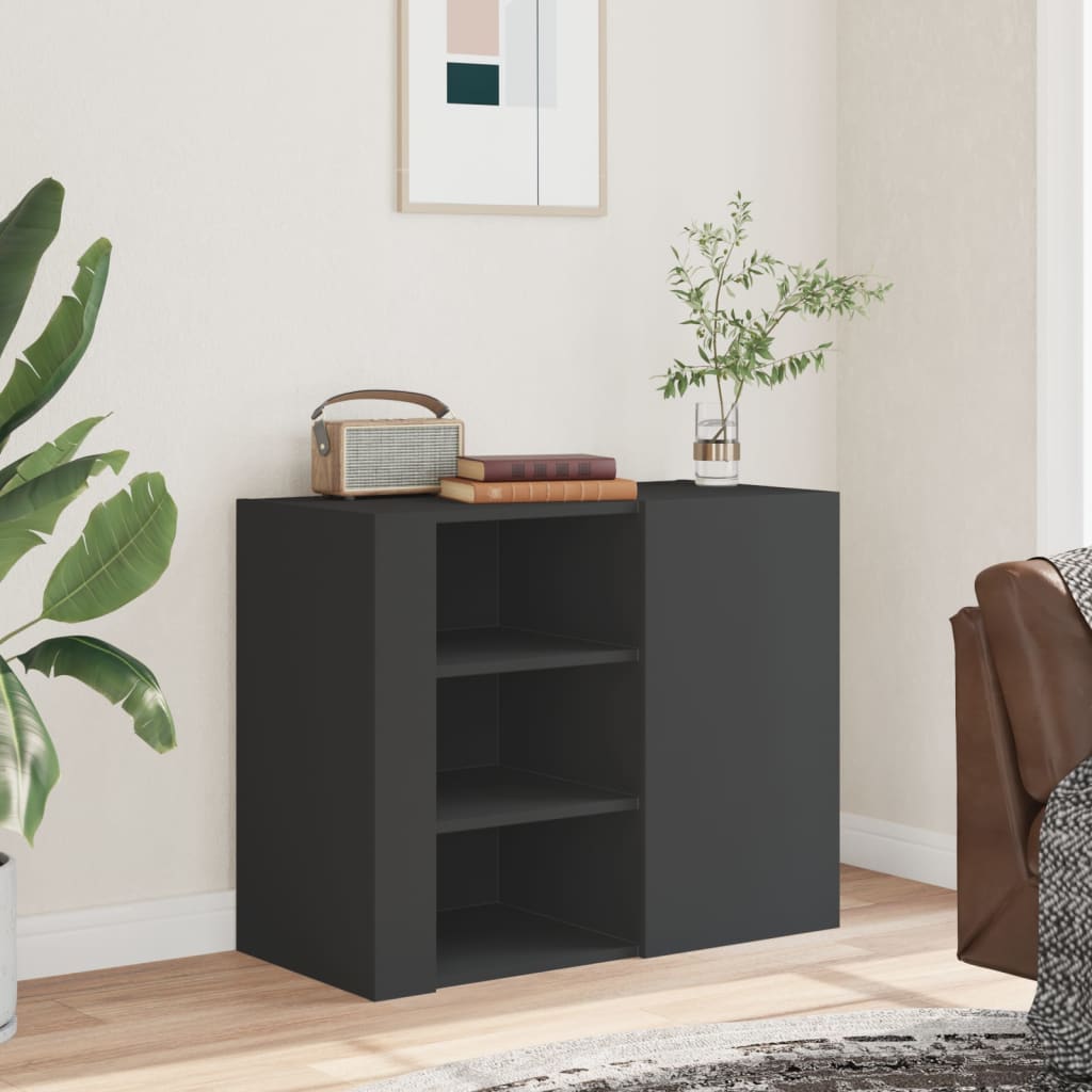 Armoire murale noir 75x35x60 cm bois d'ingénierie