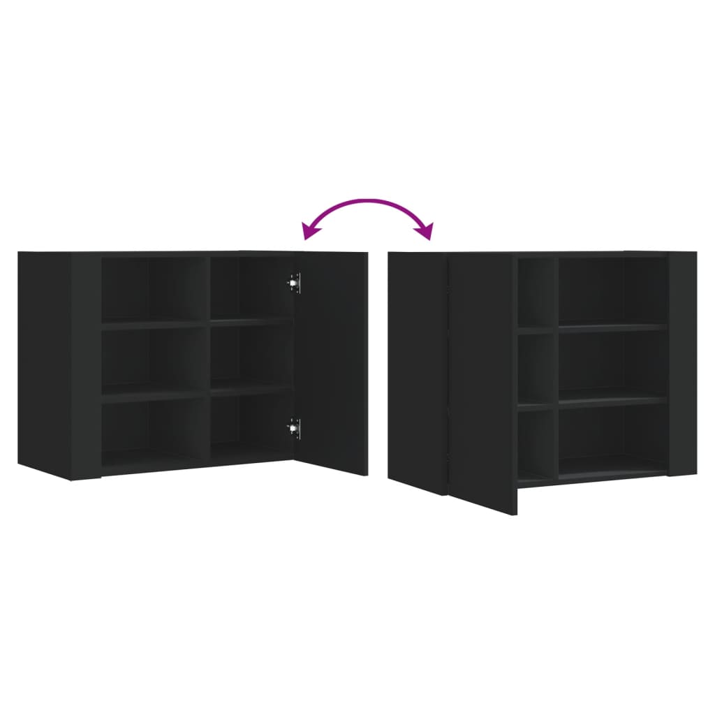 Armoire murale noir 75x35x60 cm bois d'ingénierie