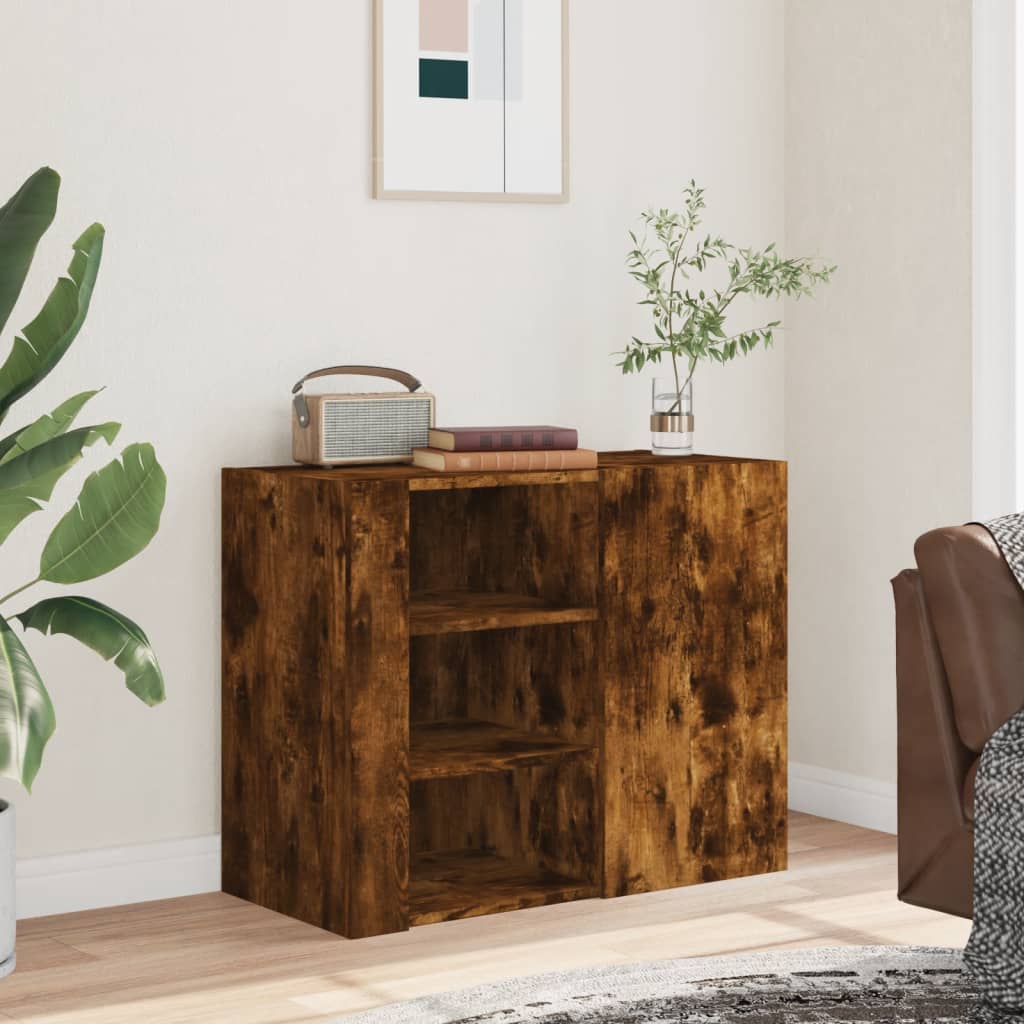 Armoire murale chêne fumé 75x35x60 cm bois d'ingénierie