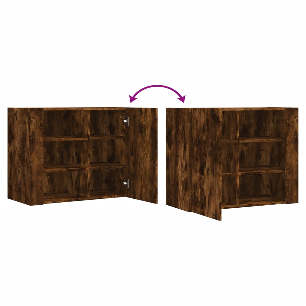 Armoire murale chêne fumé 75x35x60 cm bois d'ingénierie