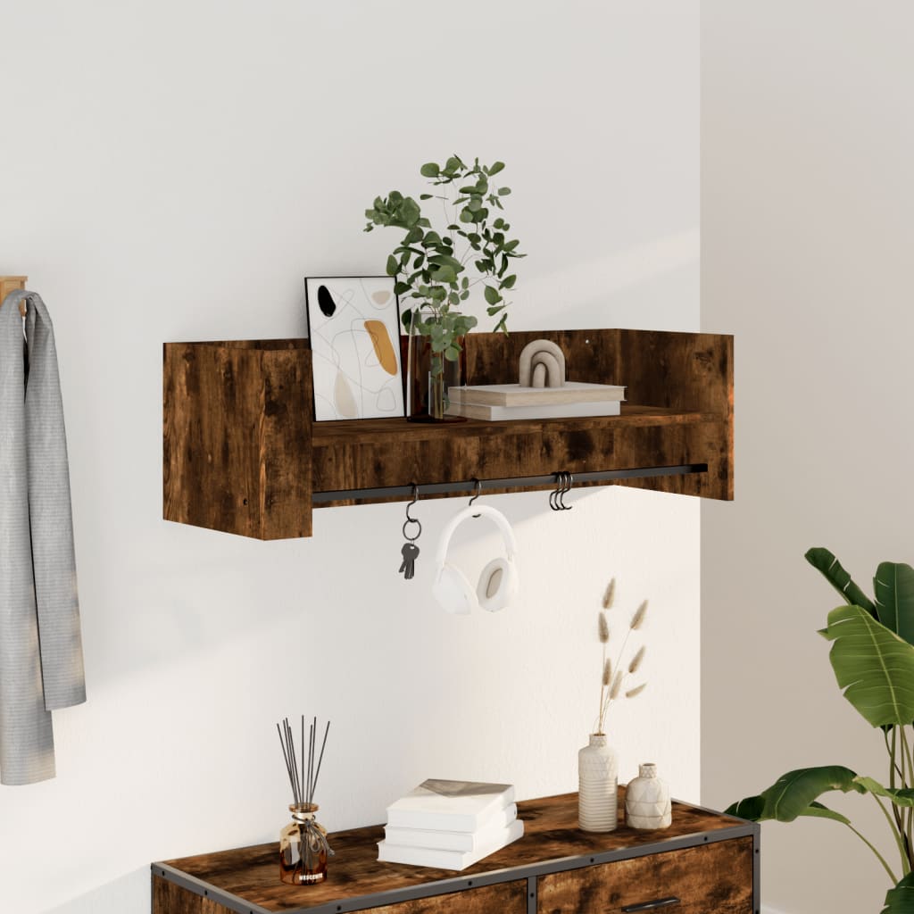 Étagère murale chêne fumé 100x35x30,5 cm bois d'ingénierie