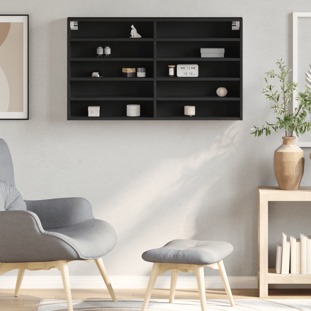 Armoire à vitrine noir 100x15x58 cm bois d'ingénierie