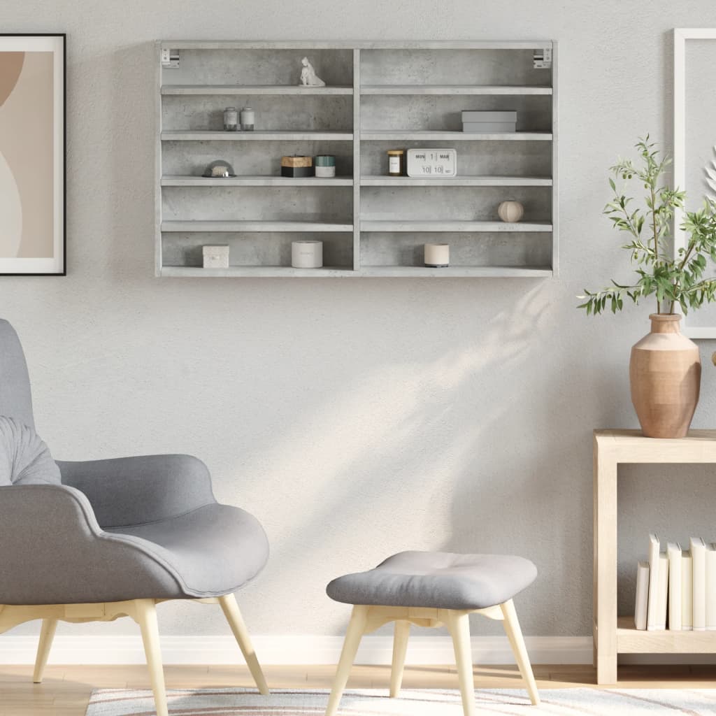 Armoire à vitrine gris béton 100x15x58 cm bois d'ingénierie