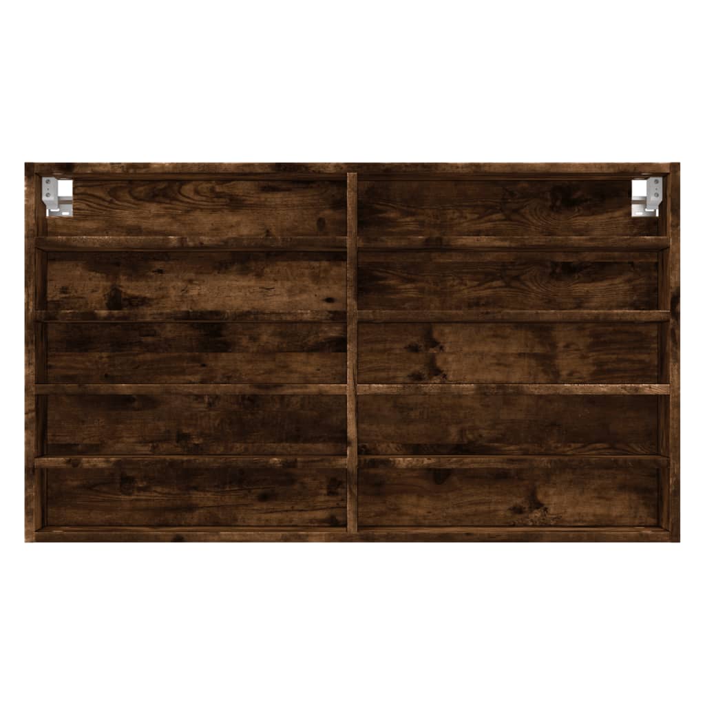 Armoire à vitrine chêne fumé 100x15x58 cm bois d'ingénierie