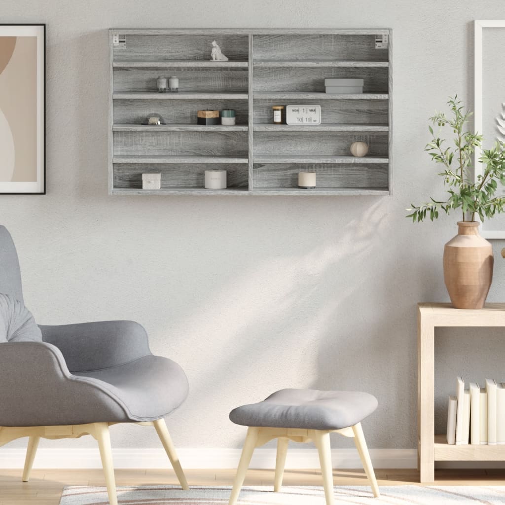 Armoire à vitrine sonoma gris 100x15x58 cm bois d'ingénierie