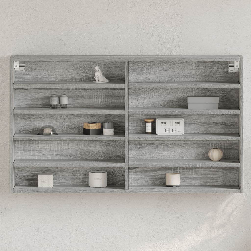 Armoire à vitrine sonoma gris 100x15x58 cm bois d'ingénierie