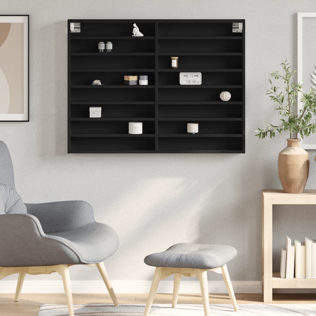 Armoire à vitrine noir 100x8,5x75 cm bois d'ingénierie
