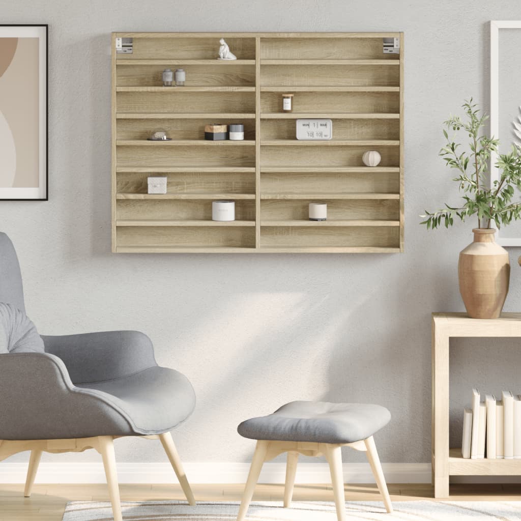 Armoire à vitrine chêne sonoma 100x8,5x75 cm bois d'ingénierie