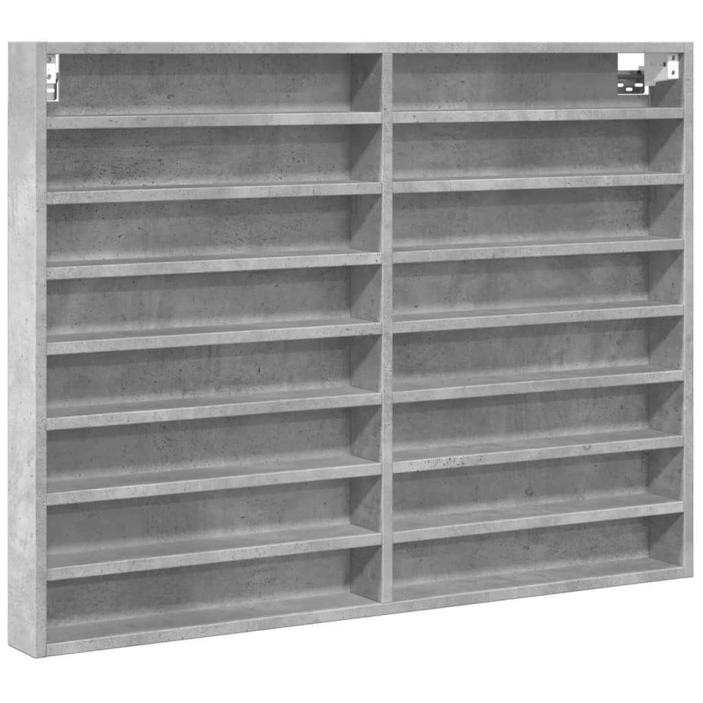 Armoire à vitrine gris béton 100x8,5x75 cm bois d’ingénierie