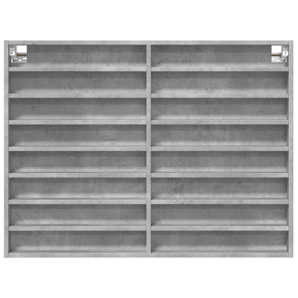 Armoire à vitrine gris béton 100x8,5x75 cm bois d’ingénierie