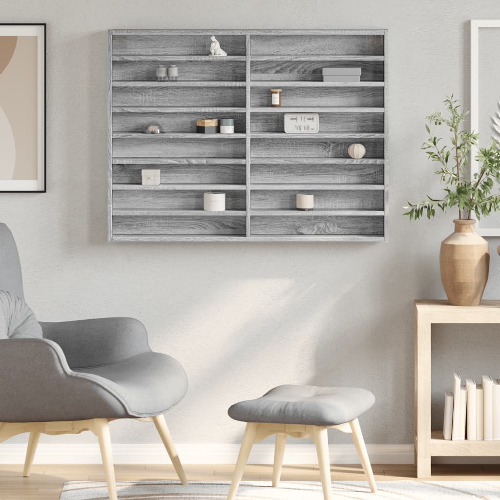 Armoire à vitrine sonoma gris 100x8,5x75 cm bois d'ingénierie