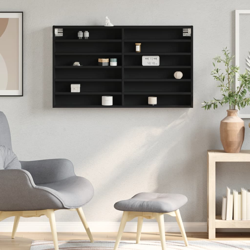 Armoire à vitrine noir 100x8,5x58 cm bois d'ingénierie