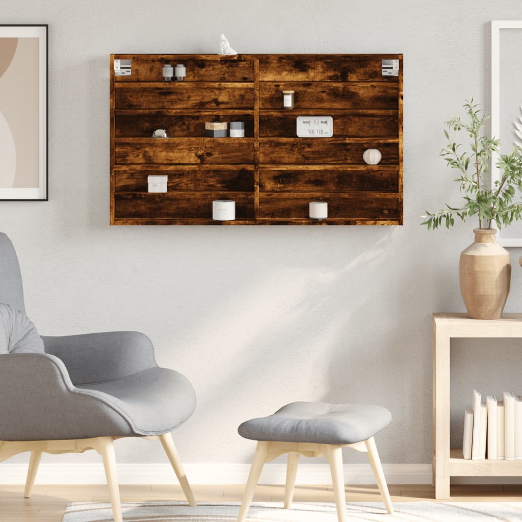 Armoire à vitrine chêne fumé 100x8,5x58 cm bois d'ingénierie