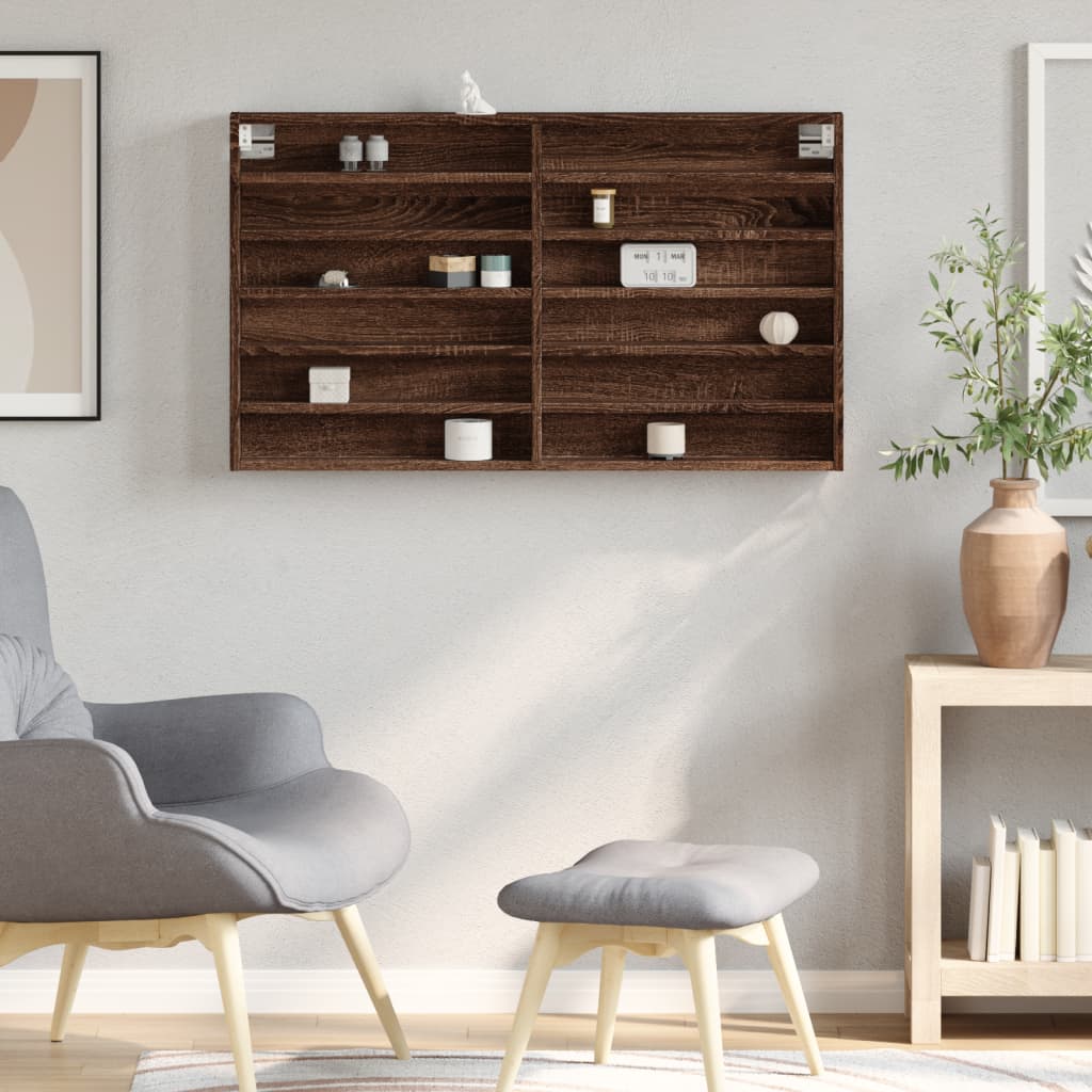 Armoire à vitrine chêne marron 100x8,5x58 cm bois d'ingénierie