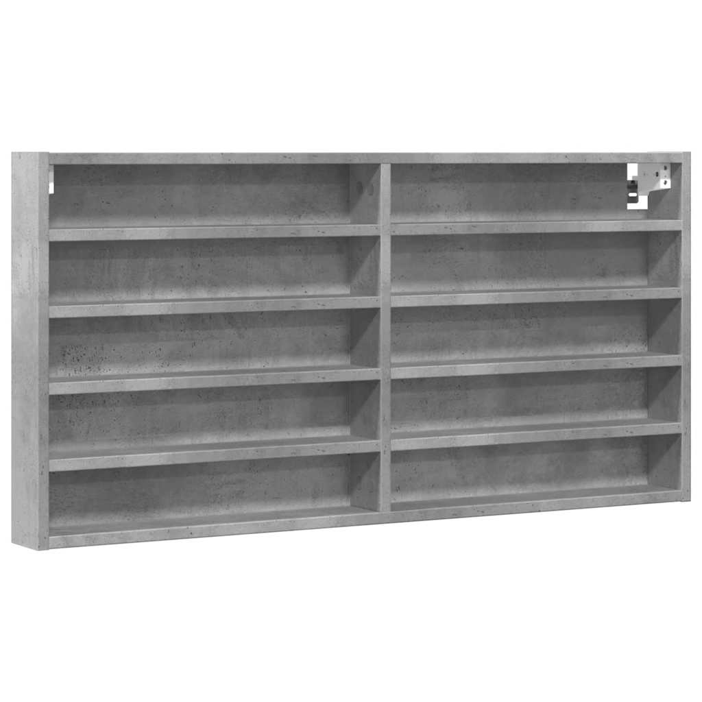 Armoire à vitrine gris béton 100x8,5x50 cm bois d'ingénierie