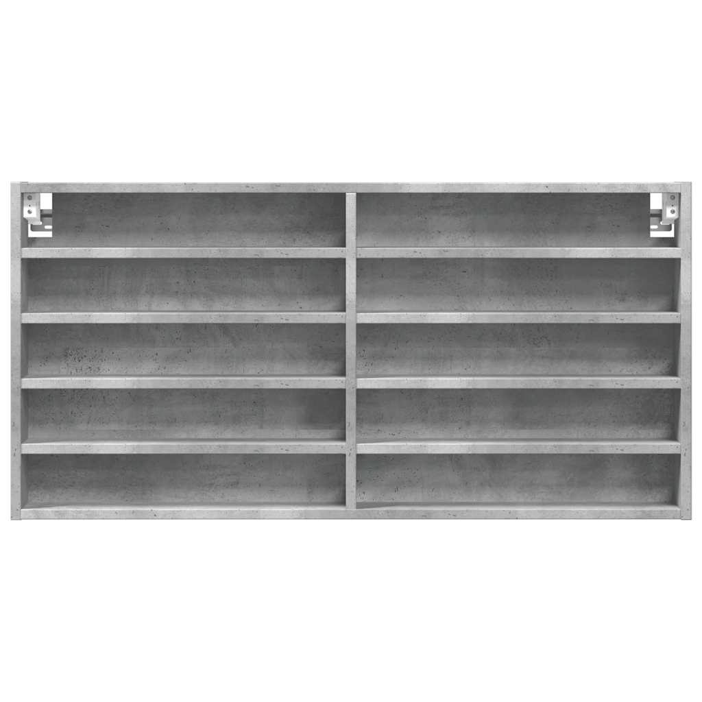 Armoire à vitrine gris béton 100x8,5x50 cm bois d'ingénierie