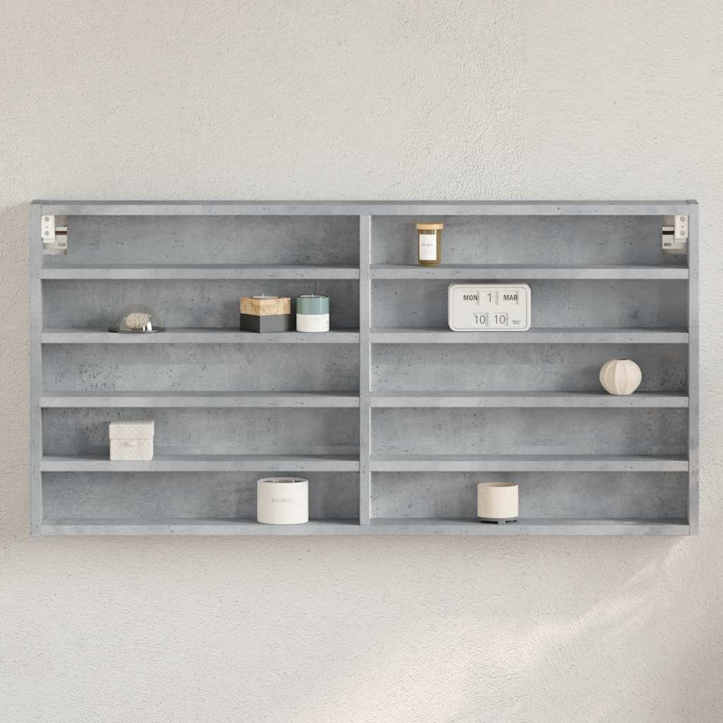 Armoire à vitrine gris béton 100x8,5x50 cm bois d'ingénierie